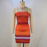 Print Wrap Chest Pleated Mini Dress GPBY-15711