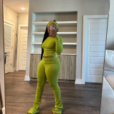 Solid Color Tight Long Sleeve Pants Suit(With Headscarf) MEM-88614