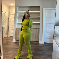 Solid Color Tight Long Sleeve Pants Suit(With Headscarf) MEM-88614