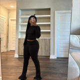 Solid Color Tight Long Sleeve Pants Suit(With Headscarf) MEM-88614