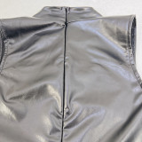 Sleeveless PU Leather Bandage Dress GPBY-14361