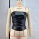 Fashion Solid PU Leather Wrap Chest Tops GPBY-16779
