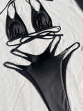 Sexy Tie Up Solid Color Bikini 2 Piece Swimsuit CASF-6712