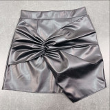 Fashion Pleated PU Leather Skirt GPBY-16515