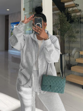 Long Sleeve Zipper Hooded Sweatshirt Pants Sport Suit MIL-096