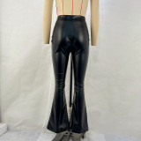 Fashion PU Leather Glossy Flared Pants GPBY-14741