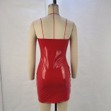 PU Leather Backless Tube Top Mini Dress GPBY-14588