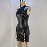Sleeveless PU Leather Bandage Dress GPBY-14361