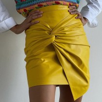 Fashion Pleated PU Leather Skirt GPBY-16515
