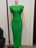 Solid Color Sleeveless Backless Bodycon Dress GPBY-13364