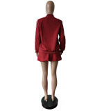 Webbing Jacket Skirt Solid Color 2 Piece Set MEM-88613