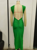 Solid Color Sleeveless Backless Bodycon Dress GPBY-13364