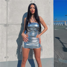 Drawstring Wrap Bodysuit And Skirt Sexy Suit GPBY-14426