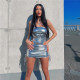 Drawstring Wrap Bodysuit And Skirt Sexy Suit GPBY-14426