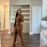 Solid Color Tight Long Sleeve Pants Suit(With Headscarf) MEM-88614