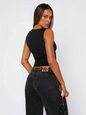 Solid Color Tight U Neck Tops MZ-2840