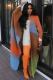 Casual Color Block Loose Knits Long Coat TR-1320