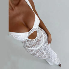 Lace See Through Hollow Midi Dress GPBY-15151