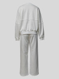 Long Sleeve Solid Patchwork Coat Pants Suit MIL-097