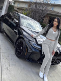 Solid Color Hooded Tops Flare Pants Sport Suit MIL-093