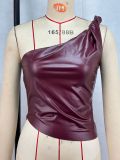 Solid Color Single Shoulder Sing Tops GPBY-ST303