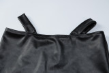 PU Leather Solid Color Sexy Skirts Set GPBY-13518