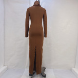 Solid Color Hooded Long Sleeve Maxi Dress GPBY-14491
