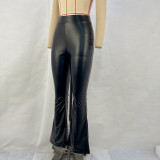 Fashion PU Leather Glossy Flared Pants GPBY-14741