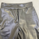 Fashion PU Leather Glossy Flared Pants GPBY-14741