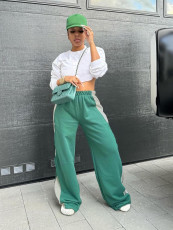 Casual Loose Wide Leg Patchwork Sport Pant MIL-099