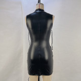 Sleeveless PU Leather Bandage Dress GPBY-14361