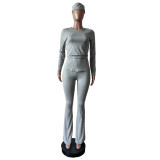 Solid Color Tight Long Sleeve Pants Suit(With Headscarf) MEM-88614