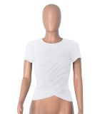 Cross Pleated Yoga Short Sleeve Tops MZ-2881