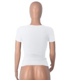 Cross Pleated Yoga Short Sleeve Tops MZ-2881