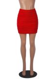 Drawstring Tight Pleated Mini Skirt MZ-2869