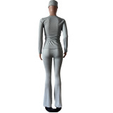 Solid Color Tight Long Sleeve Pants Suit(With Headscarf) MEM-88614