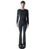 Solid Color Tight Long Sleeve Pants Suit(With Headscarf) MEM-88614