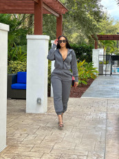 Sport Casual Zipper Hooded Jumpsuit MXDF-6163