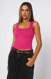 Solid Color Tight U Neck Tops MZ-2840