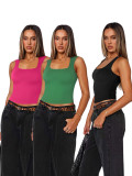 Solid Color Tight U Neck Tops MZ-2840