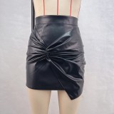 Fashion Pleated PU Leather Skirt GPBY-16515