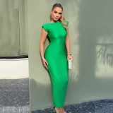 Solid Color Sleeveless Backless Bodycon Dress GPBY-13364
