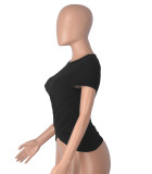 Cross Pleated Yoga Short Sleeve Tops MZ-2881
