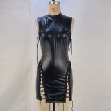 Sleeveless PU Leather Bandage Dress GPBY-14361