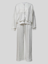 Long Sleeve Solid Patchwork Coat Pants Suit MIL-097
