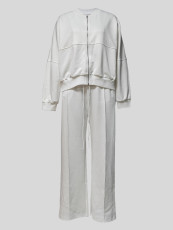 Long Sleeve Solid Patchwork Coat Pants Suit MIL-097