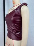Solid Color Single Shoulder Sing Tops GPBY-ST303
