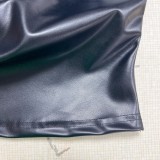 Fashion Solid PU Leather Wrap Chest Tops GPBY-16779
