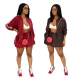 Webbing Jacket Skirt Solid Color 2 Piece Set MEM-88613