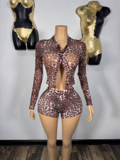 Pre Order: About 7 work days shipping Fashion Leopard Print Skinny Short Suit YUEM-600602